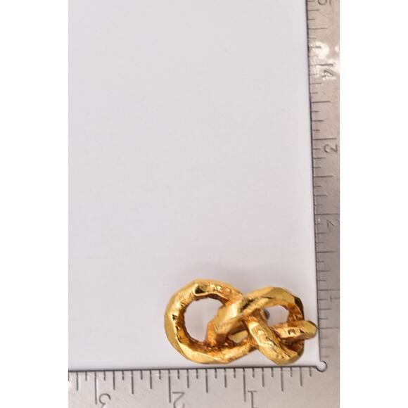 Antigona Paris Vintage Chunky Clip On Earrings Brushed Gold Signed 1980s BinAY - Picture 12 of 12